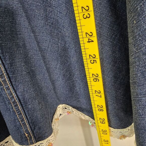 Live a Little Denim Skirt with Lace Hem Y2k  Size 10 - Picture 13 of 14